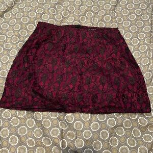 TRIPP NYC vintage mini skirt red with black lace - size large